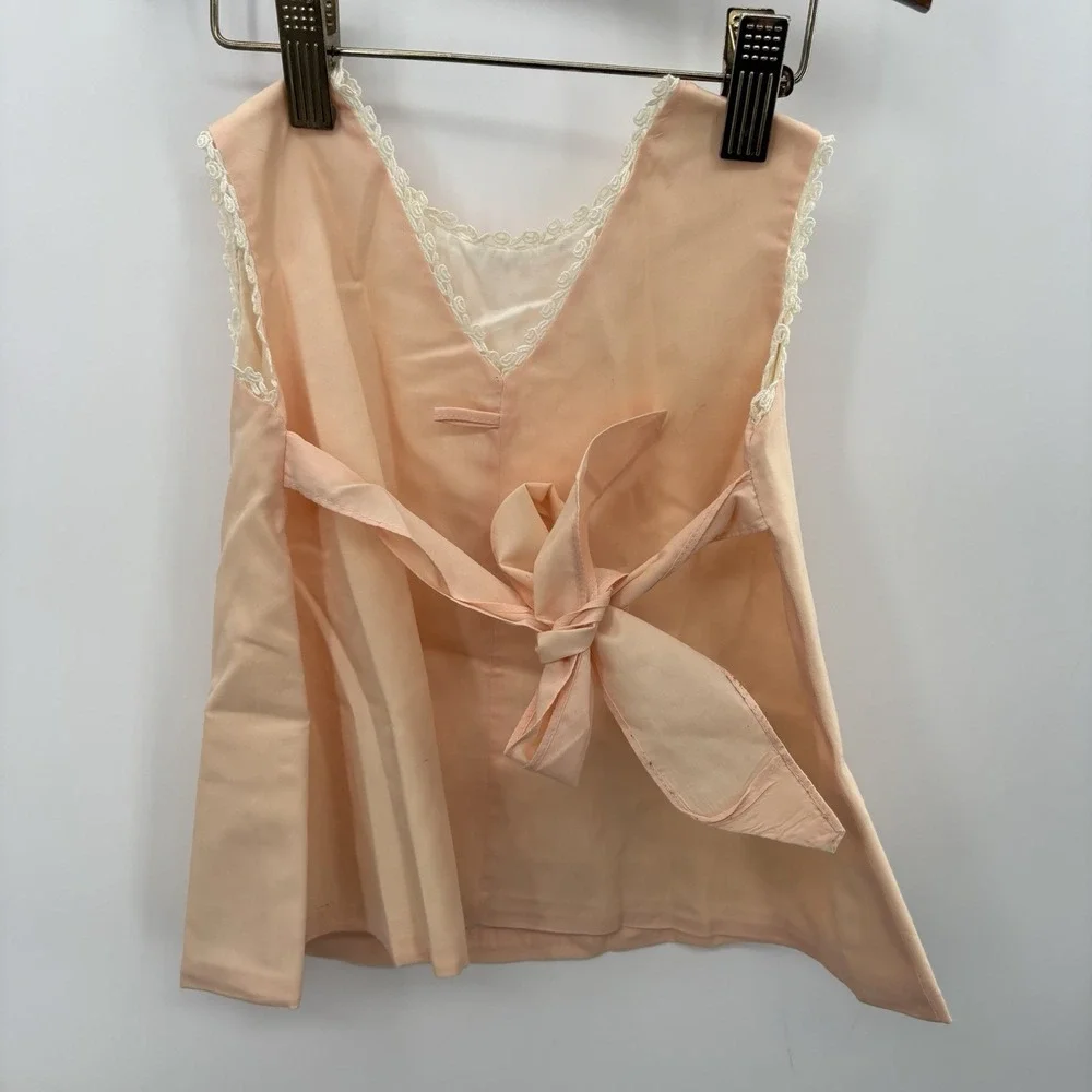 Vintage Grace Peach A Line Embroidered Dress With Lace Trim 18 M-2T
